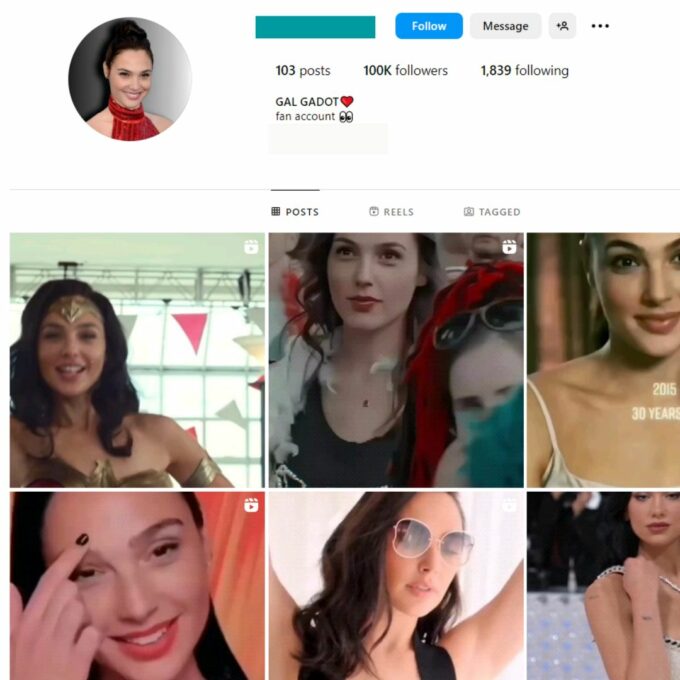 Buy Gal Gadot Fan Instagram Account with 100K Followers