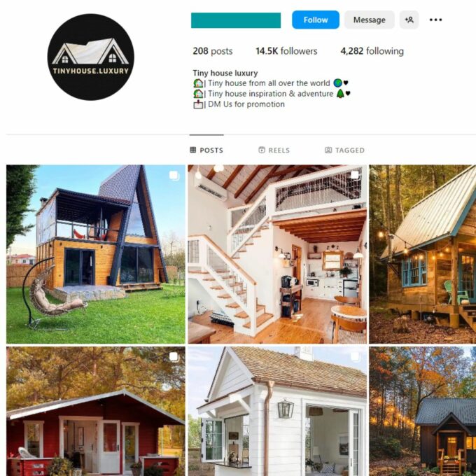Buy Luxury Tiny Houses Instagram Account with 14K Followers