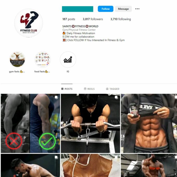Buy Male Fitness Instagram Account with 3K Followers