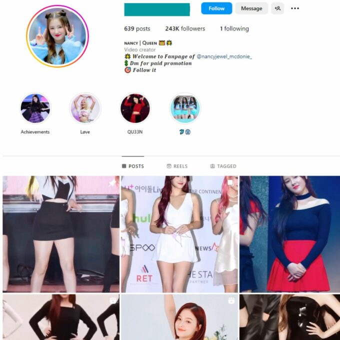 Buy Nancy Jewel McDonie Fan Account with 240K Followers