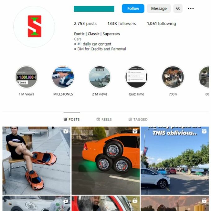 130K Automotive Cars Instagram Account for sale