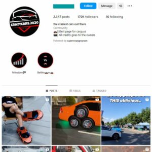 170K Supercars Instagram Account for sale
