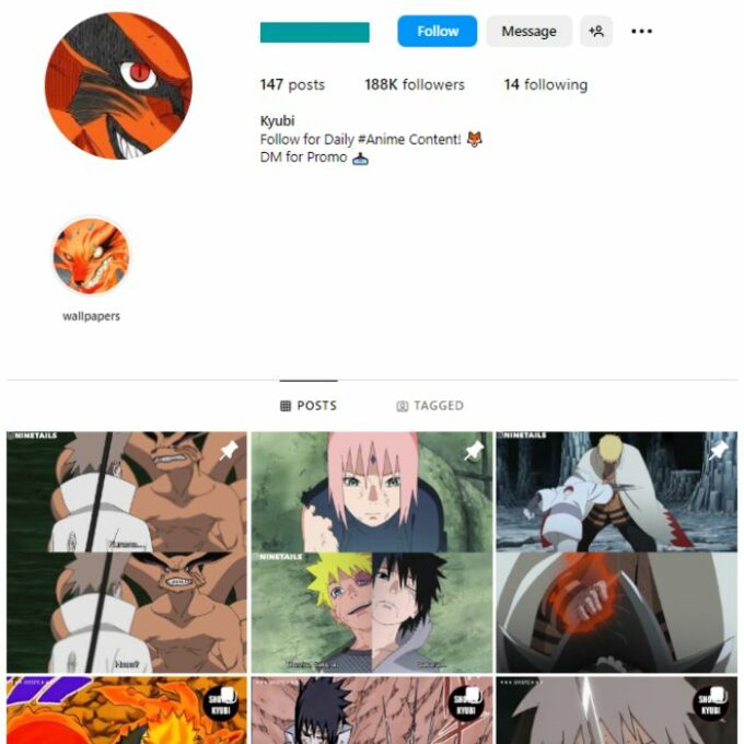 185k Naruto Anime Instagram Account for sale