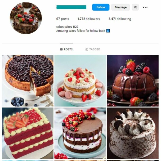 1K Desserts Cakes Instagram Account for sale