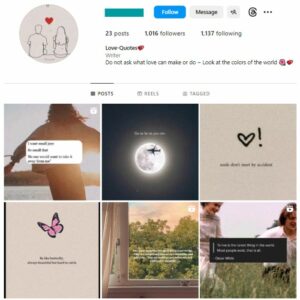 1K Love Quotes Instagram Account for sale