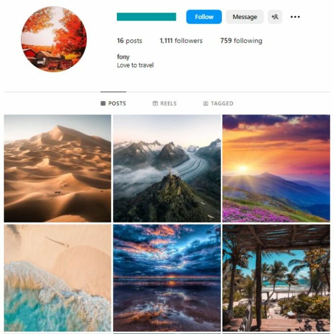 1K Travel Explore Instagram Account for sale