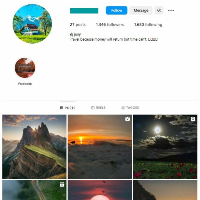 1K Travel Nature Instagram Account for sale