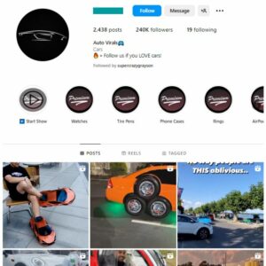 240K Automotive Cars Instagram Account for sale