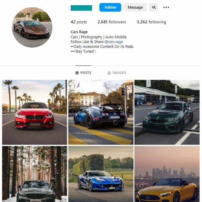 2K Automotive Car Instagram Account for sale