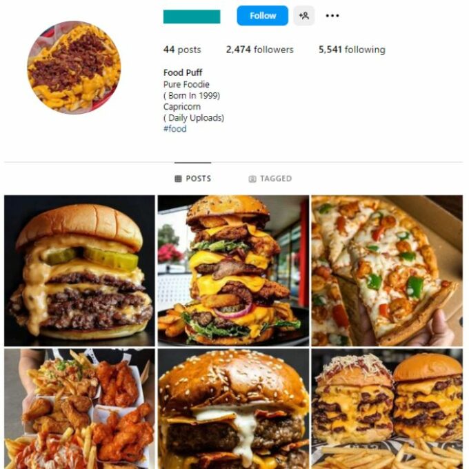 2K Fast Food Instagram Account for sale