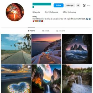 2K Travel Photography Instagram Account for sale