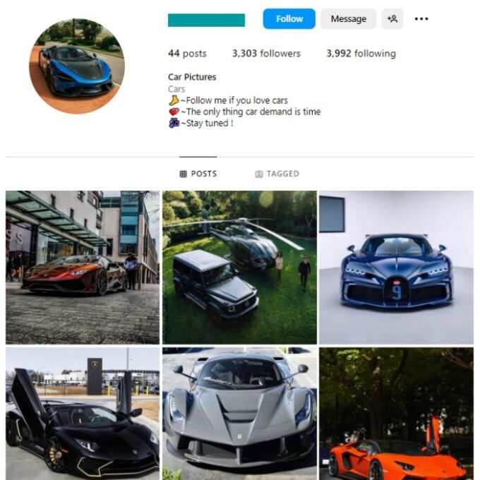 3K Automotive Car Instagram Account for sale