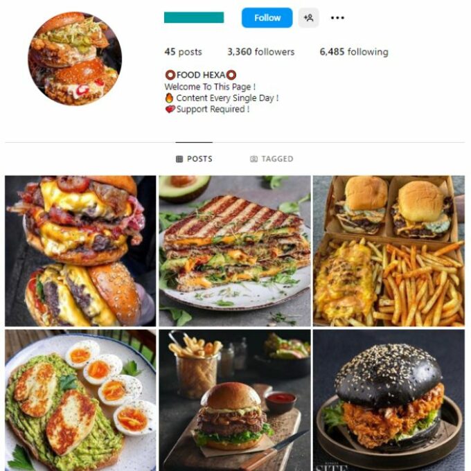 3K Fast Food Burgers Instagram Account for sale