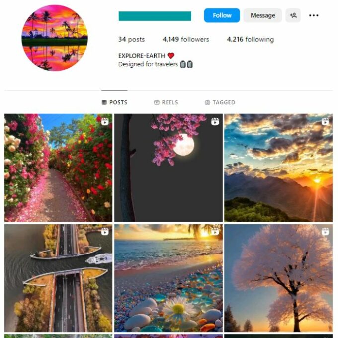 4K Beautiful Destinations Instagram Account for sale