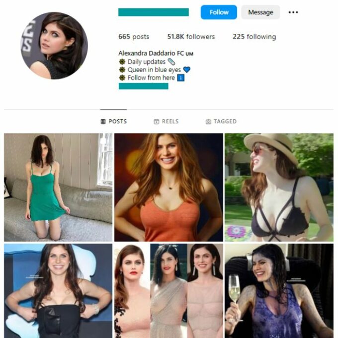 50K Alexandra Daddario Instagram Account for sale