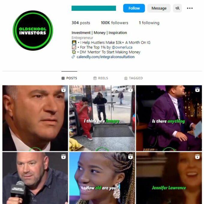 100K Business Motivation Instagram Account for sale