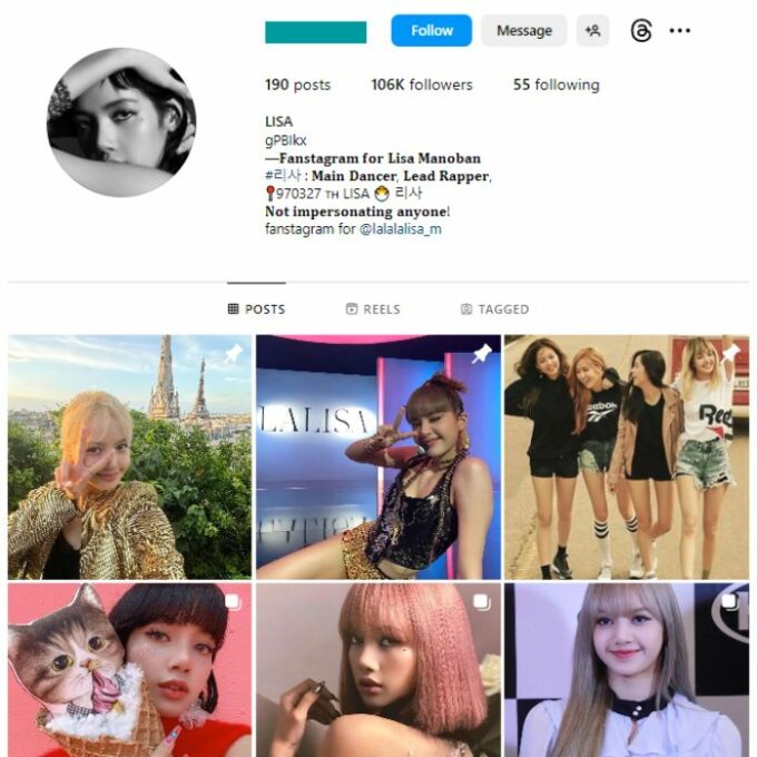 105K Blackpink Singer Fan Instagram Account for sale