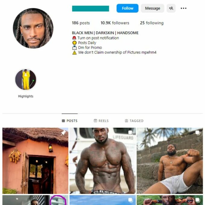 10K Black Men Instagram Account for sale