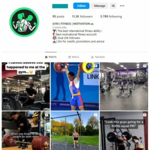 11K Male Fitness Gym Instagram Account for sale