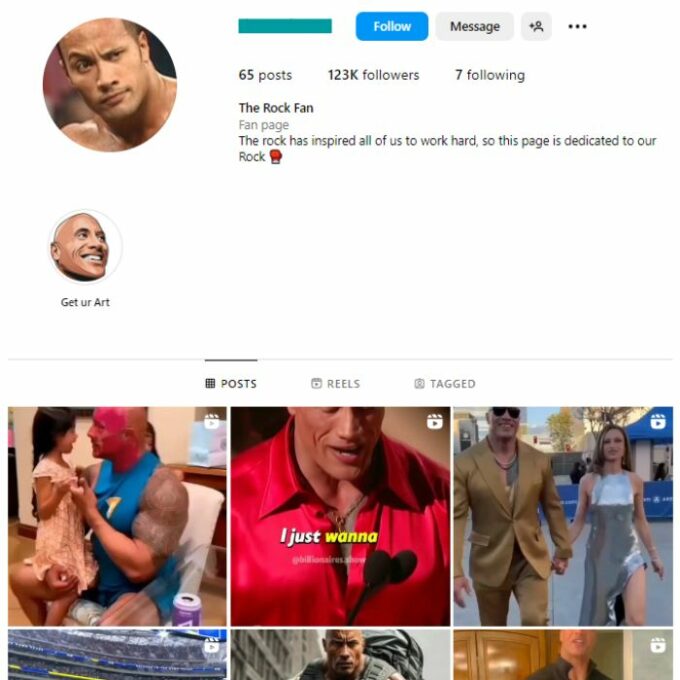 120K The Rock Dwayne Johnson Instagram Account for sale