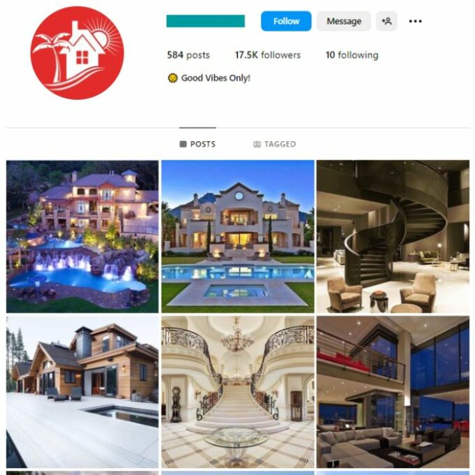 17K Luxury Mansions Instagram Account for sale