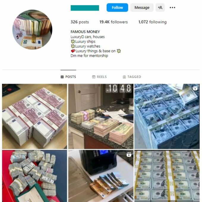 19K Money Motivation Instagram Account for sale