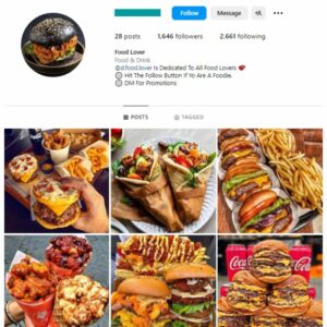 1K American Food Instagram Account for sale