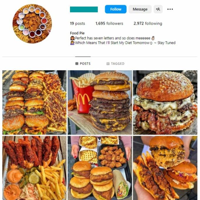 1K Delicious Food Instagram Account for sale