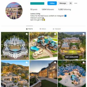 1K Luxury Mansions Instagram Account for sale