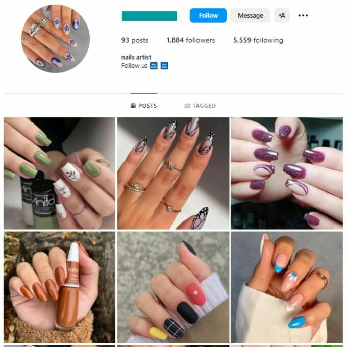 1K Nails Beauty Instagram Account for sale