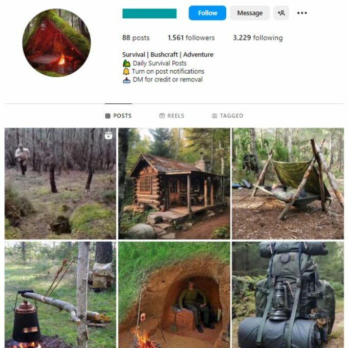 1K Outdoor Camping Instagram Account for sale