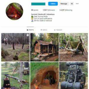 1K Survival Camping Instagram Account for sale
