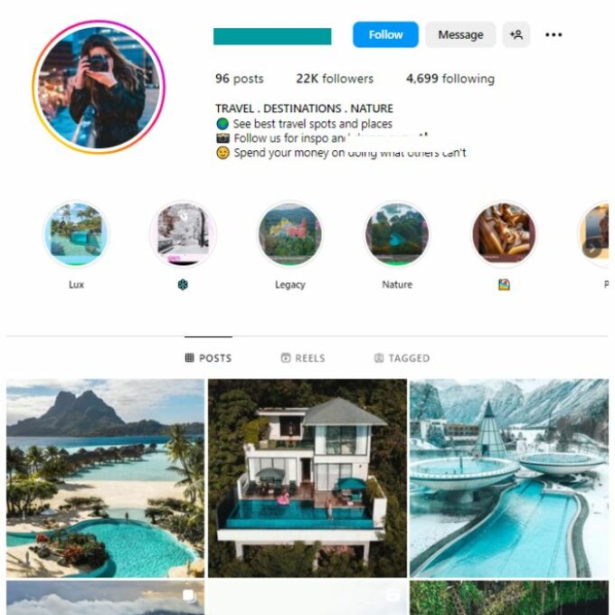 22K Travel Destinations Instagram Account for sale
