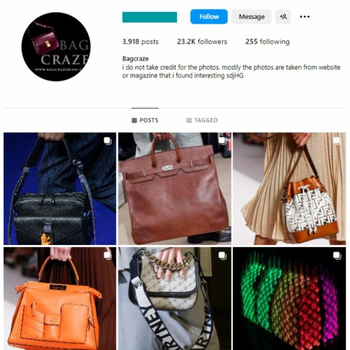 22K Women's Fashion Handbags Instagram Account for sale