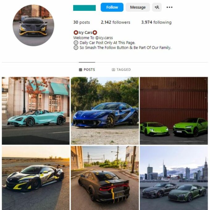 2K Automotive Car Instagram Account for sale