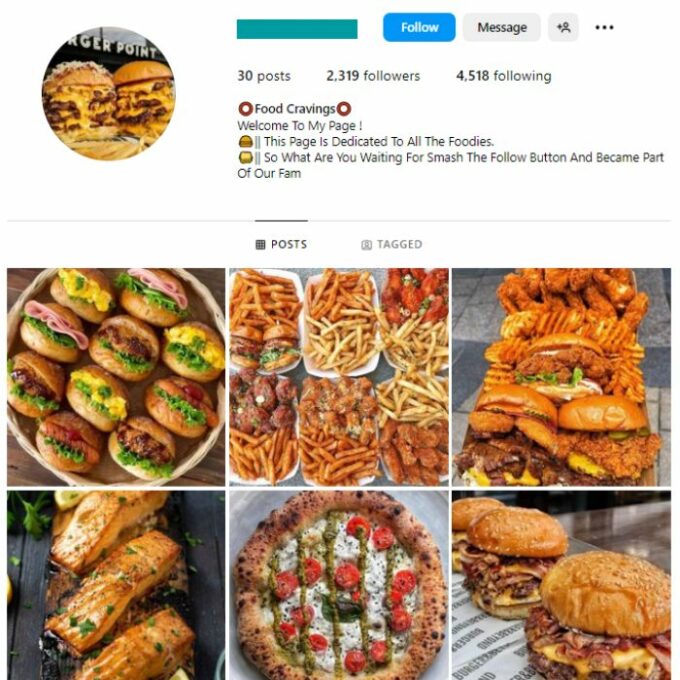 2K Delicious Food Instagram Account for sale