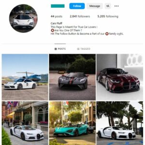 2K Exotic Cars Instagram Account for sale