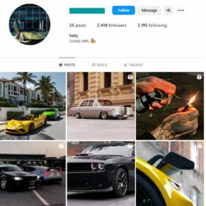 2K Exotic Cars Instagram Account for sale