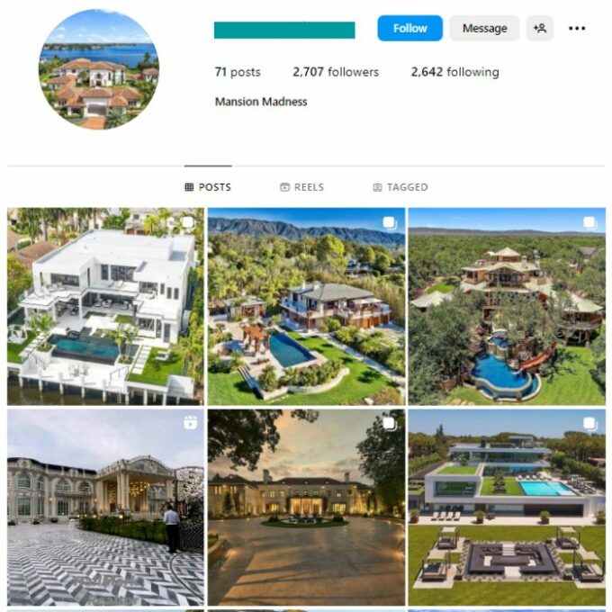 2K Luxury Houses Instagram Account for sale