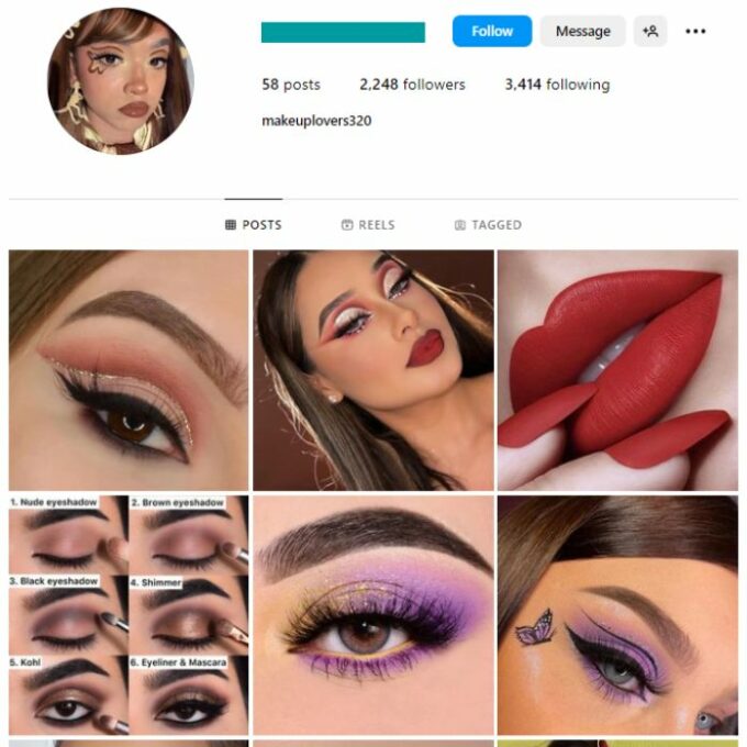 2K Makeup Eyelashes Instagram Account for sale