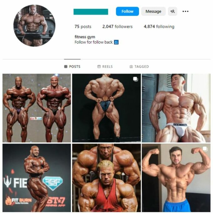 2K Male Fitness Gym Instagram Account for sale