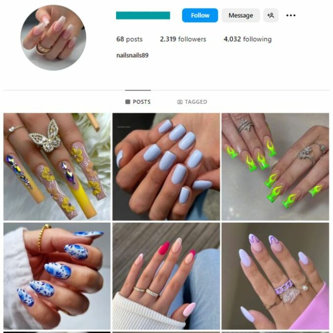 2K Nails Beauty Instagram Account for sale