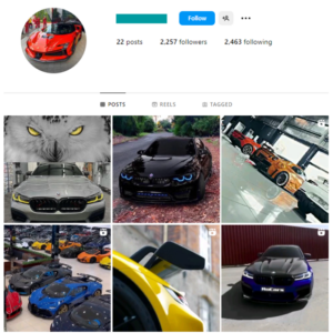 2K Super Cars Instagram Account for sale