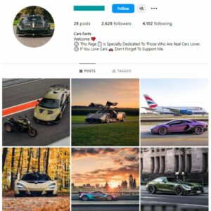 2K Super Cars Instagram Account for sale