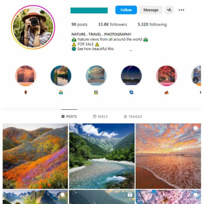 33K Nature Travel Instagram Account for sale