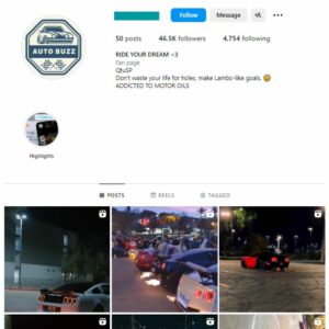45K Super Cars Instagram Account for sale
