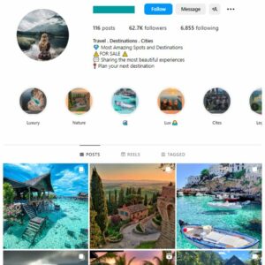60K Travel Destinations Instagram Account for sale