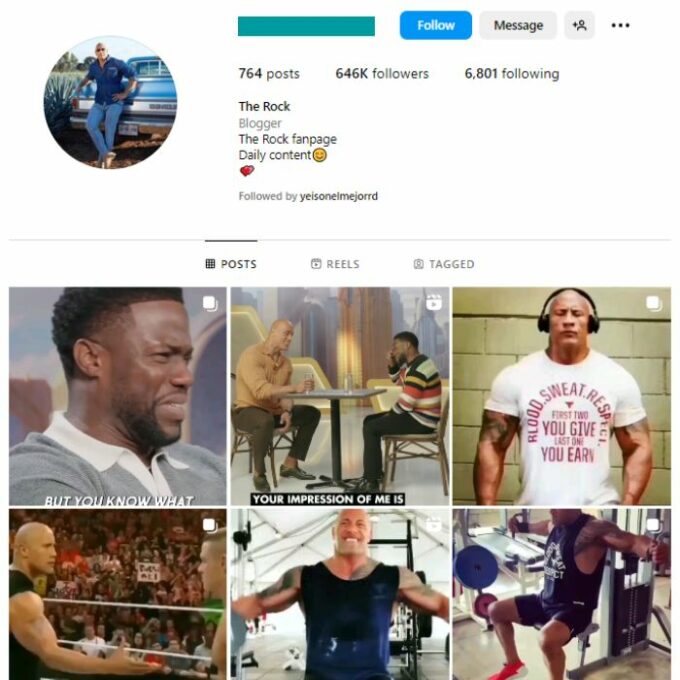 640K The Rock Fan Instagram Account for sale