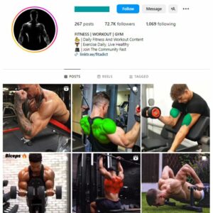 70K Workout Fitness Gym Instagram Account for sale