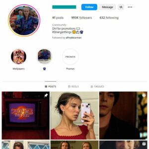 990K Stranger Things TV Show Instagram Account for sale